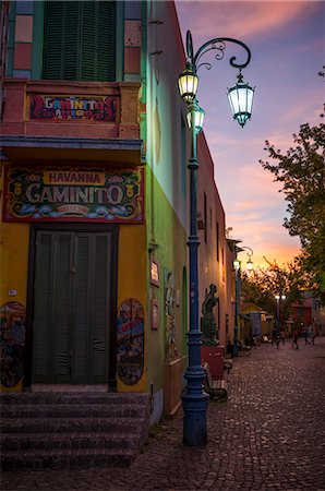 pictures of colourful buildings latin america - El Caminito at dusk, La Boca, Buenos Aires, Argentina, South America Stock Photo - Rights-Managed, Code: 841-07801621