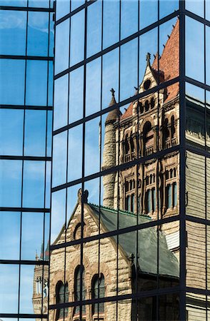 Trinity Church reflected in the John Hancock Building, Boston, Massachusetts, New England, United States of America, North America Foto de stock - Con derechos protegidos, Código: 841-07913928