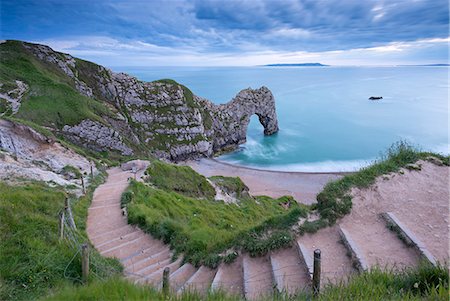 dorset - Steps leading down to Durdle Door on the Jurassic Coast, UNESCO World Heritage Site, Dorset, England, United Kingdom, Europe Photographie de stock - Rights-Managed, Code: 841-08031448