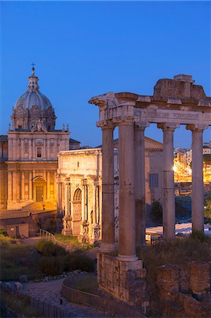 european plaza photos - Roman Forum at dusk, UNESCO World Heritage Site, Rome, Lazio, Italy, Europe Photographie de stock - Rights-Managed, Code: 841-08031547