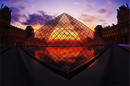 Louvre Pyramide at sunset, Paris, France, Europe Stock Photo - Rights-Managed, Code: 841-08059384