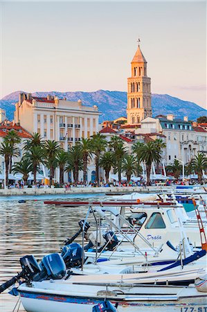 St. Domnius Cathedral Bell Tower and picturesque harbour, Stari Grad (Old Town), Split, Central Dalmatia, Croatia, Europe Stock Photo - Rights-Managed, Code: 841-08059400