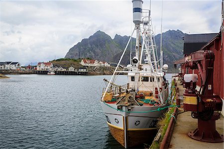Whale fishing boat, Henningsvaer, Lofoten Islands, Arctic, Norway, Scandinavia, Europe Photographie de stock - Rights-Managed, Code: 841-08059507