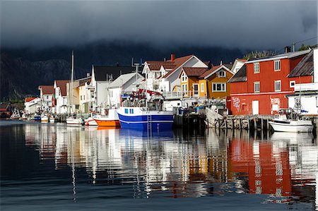 Henningsvaer village, Lofoten Islands, Arctic, Norway, Scandinavia, Europe Photographie de stock - Rights-Managed, Code: 841-08059500