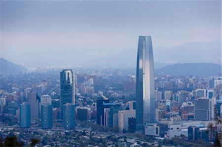 View over the Gran Torre Santiago from Cerro San Cristobal, Santiago, Chile, South America Stock Photo - Rights-Managed, Code: 841-08059554