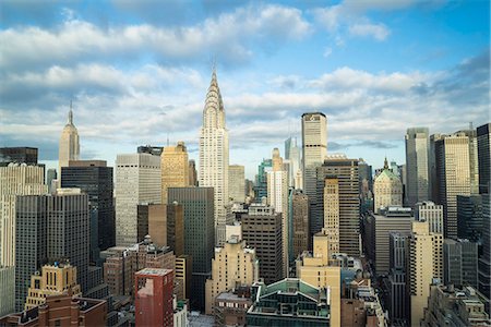 Manhattan skyscrapers including the Empire State Building and Chrysler Building, Manhattan, New York City, New York, United States of America, North America Stock Photo - Rights-Managed, Code: 841-08059587