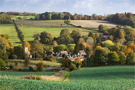 Village in autumn, Upper Slaughter, Cotswolds, Gloucestershire, England, United Kingdom, Europe Photographie de stock - Rights-Managed, Code: 841-08059627