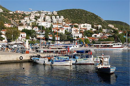 Fishing boats in harbour, Kas, Lycia, Antalya Province, Mediterranean Coast, Southwest Turkey, Turkey, Asia Minor, Eurasia Stock Photo - Rights-Managed, Code: 841-08059641