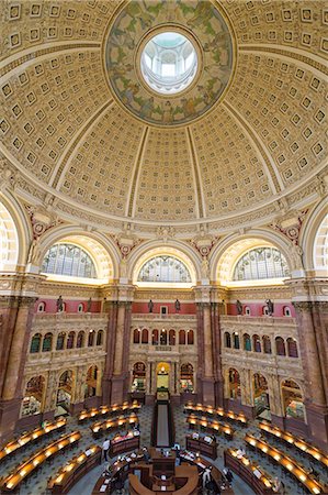 The Great Hall in the Thomas Jefferson Building, Library of Congress, Washington DC, United States of America, North America Photographie de stock - Rights-Managed, Code: 841-08101929