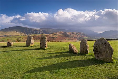 Magalithic standing stones forming part of Castlerigg Stone Circle in the Lake District National Park, Cumbria, England, United Kingdom, Europe Photographie de stock - Rights-Managed, Code: 841-08102023