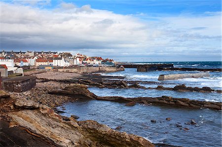 scotland - St. Monans fishing village and harbour from the Fife Coast Path, Fife, Scotland, United Kingdom, Europe Stock Photo - Rights-Managed, Code: 841-08102177