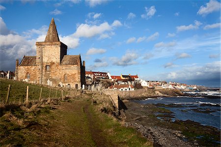 simsearch:841-06805830,k - The Auld Kirk from the Fife Coast Path at St. Monans, Fife, Scotland, United Kingdom, Europe Stock Photo - Rights-Managed, Code: 841-08102179