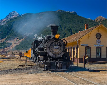 simsearch:841-02946336,k - Railway Station for Durango and Silverton Narrow Gauge Railroad, Silverton, Colorado, United States of America, North America Stock Photo - Rights-Managed, Code: 841-08102173