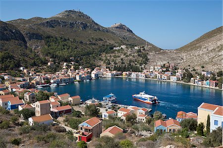 View of harbour, Kastellorizo (Meis), Dodecanese, Greek Islands, Greece, Europe Stock Photo - Rights-Managed, Code: 841-08102206
