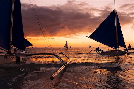 Paraw boats, White Beach, Boracay, The Visayas, Philippines, Southeast Asia, Asia Foto de stock - Con derechos protegidos, Código: 841-08102289