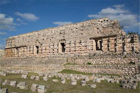 Stone Glyphs in front of the Palace of Masks, Kabah Archaeological Site, Yucatan, Mexico, North America Stock Photo - Rights-Managed, Code: 841-08149667