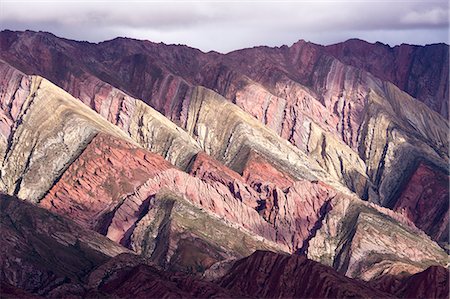 Multi coloured mountains, Humahuaca, province of Jujuy, Argentina, South America Stockbilder - Lizenzpflichtiges, Bildnummer: 841-08211594