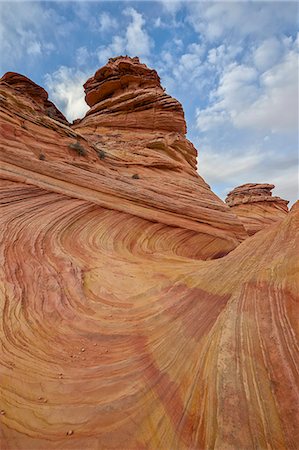 Sandstone wave and cones under clouds, Coyote Buttes Wilderness, Vermilion Cliffs National Monument, Arizona, United States of America, North America Stock Photo - Rights-Managed, Code: 841-08211644