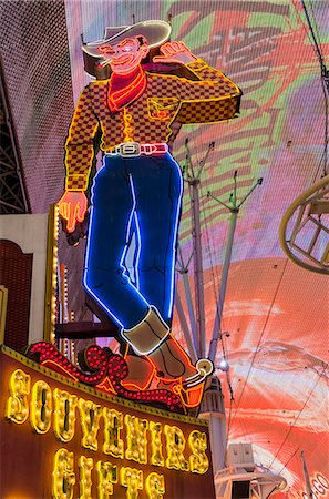 Vegas Vic Cowboy neon sign, Fremont Experience, Las Vegas, Nevada, United States of America, North America Stock Photo - Rights-Managed, Code: 841-08211702