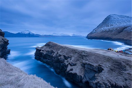 denmark natural beauty faroe - Night time descends over Gjogv on the island of Eysturoy, Faroe Islands, Denmark, Europe Stock Photo - Rights-Managed, Code: 841-08211711