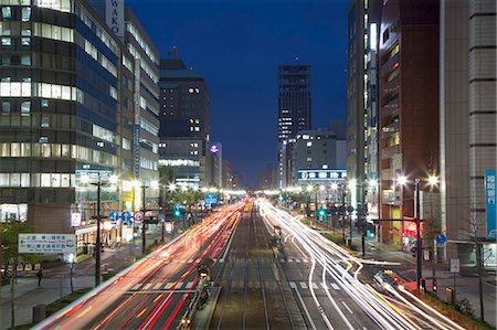 Downtown street at dusk, Hiroshima, Hiroshima Prefecture, Japan, Asia Stock Photo - Rights-Managed, Code: 841-08211766