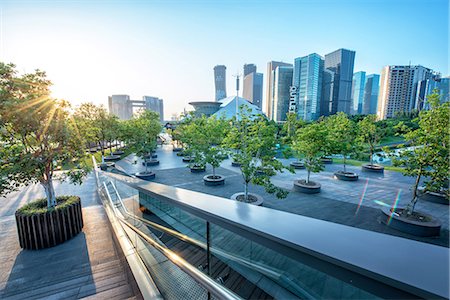 Urban jungle, modern Hangzhou Jianggan cityscape on a beautiful day, Hangzhou, Zhejiang, China, Asia Stock Photo - Rights-Managed, Code: 841-08220829