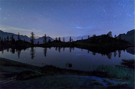 simsearch:841-08211519,k - Starry night on Mount Rosa seen from Lake Vallette, Natural Park of Mont Avic, Aosta Valley, Graian Alps, Italy, Europe Stock Photo - Rights-Managed, Code: 841-08220845