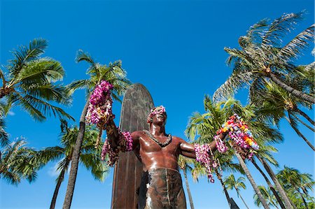 pacific palm trees - Duke Paoa Kahanamoku, Waikiki Beach, Honolulu, Oahu, Hawaii, United States of America, Pacific Stock Photo - Rights-Managed, Code: 841-08220943