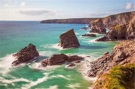 rocky coast - Bedruthan Steps, Newquay, Cornwall, England, United Kingdom, Europe Stock Photo - Rights-Managed, Code: 841-08244139