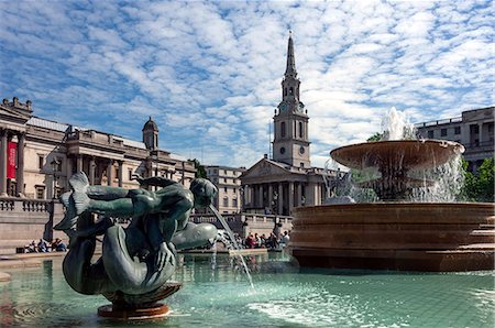 places - Fountains and St. Martins Church, Trafalgar Square, London, England, United Kingdom, Europe Photographie de stock - Rights-Managed, Code: 841-08244179