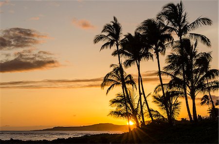 simsearch:614-08383692,k - Sunset at Poipu Beach, Kauai, Hawaii, United States of America, Pacific Foto de stock - Con derechos protegidos, Código: 841-08244206