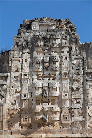 Chac Rain God masks, Nuns Quadrangle, Uxmal, Mayan archaeological site, UNESCO World Heritage Site, Yucatan, Mexico, North America Stock Photo - Rights-Managed, Code: 841-08244248
