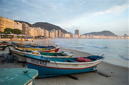 Fishing boats on Copacabana Beach, Rio de Janeiro, Brazil, South America Photographie de stock - Rights-Managed, Code: 841-08240062