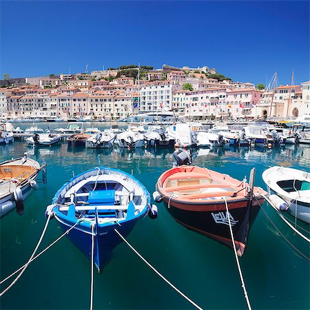 Harbour with fishing boats, Portoferraio, Island of Elba, Livorno Province, Tuscany, Italy, Mediterranean, Europe Photographie de stock - Rights-Managed, Code: 841-08243965