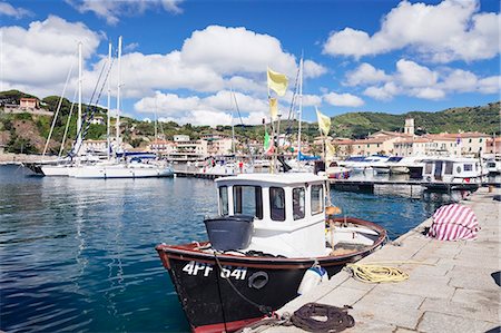 Harbour with fishing boats, Porto Azzuro, Island of Elba, Livorno Province, Tuscany, Italy, Mediterranean, Europe Stockbilder - Lizenzpflichtiges, Bildnummer: 841-08243961