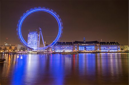 London Eye illuminated at night, London, England, United Kingdom, Europe Stock Photo - Rights-Managed, Code: 841-08279219