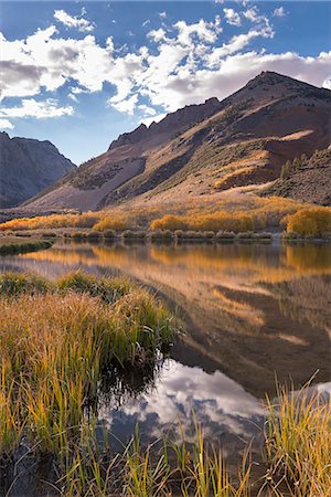 Fall colours line the banks of North Lake near Bishop, Eastern Sierras, California, United States of America, North America Stock Photo - Rights-Managed, Code: 841-08279409