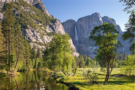 Yosemite Falls and the River Merced in Yosemite Valley, UNESCO World Heritage Site, California, United States of America, North America Stock Photo - Rights-Managed, Code: 841-08279417