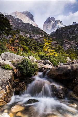 simsearch:841-08420991,k - Los Cuernos and a waterfall in Torres del Paine National Park (Parque Nacional Torres del Paine), Patagonia, Chile, South America Stock Photo - Rights-Managed, Code: 841-08420996