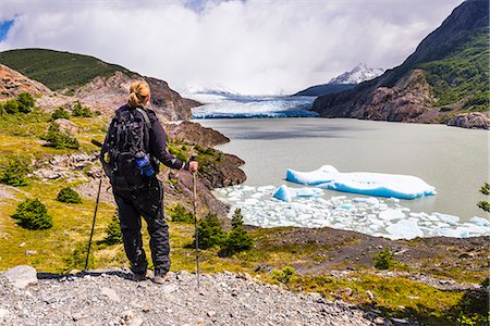 Hiker at Grey Glacier (Glaciar Grey), Torres del Paine National Park, Patagonia, Chile, South America Photographie de stock - Rights-Managed, Code: 841-08421013