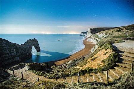 Durdle Door under the stars, Jurassic Coast, UNESCO World Heritage Site, Dorset, England, United Kingdom, Europe Photographie de stock - Rights-Managed, Code: 841-08421320