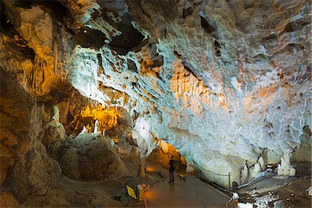 stalattite - Limestone stalactites and stalagmites in Ballic Cave, near Tokat, Central Anatolia, Turkey, Asia Minor, Eurasia Fotografie stock - Rights-Managed, Codice: 841-08421342