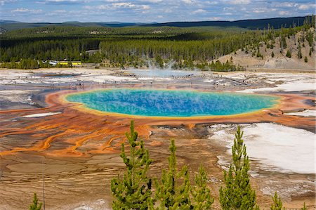 pond top view - Grand Prismatic Spring, Midway Geyser Basin, Yellowstone National Park, UNESCO World Heritage Site, Wyoming, United States of America, North America Stock Photo - Rights-Managed, Code: 841-08421426