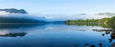 Morning mist, Lake Ullswater, Lake District National Park, Cumbria, England, United Kingdom, Europe Stock Photo - Rights-Managed, Code: 841-08421421