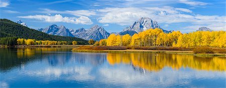 Mount Moran and the Teton Range from Oxbow Bend, Snake River, Grand Tetons National Park, Wyoming, United States of America, North America Stock Photo - Rights-Managed, Code: 841-08421443