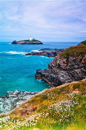 english landscapes - Godrevy Lighthouse, Cornwall, England, United Kingdom, Europe Stock Photo - Rights-Managed, Code: 841-08438628