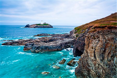 Godrevy Lighthouse, Cornwall, England, United Kingdom, Europe Foto de stock - Con derechos protegidos, Código: 841-08438629