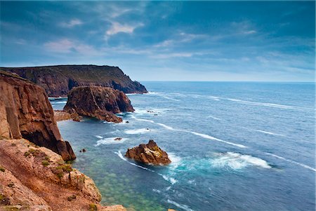 dusk ocean rocks - Land's End, Penzance, Cornwall, England, United Kingdom, Europe Stock Photo - Rights-Managed, Code: 841-08438639