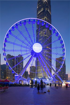 Ferris wheel at dusk, Central, Hong Kong Island, Hong Kong, China, Asia Foto de stock - Con derechos protegidos, Código: 841-08542743