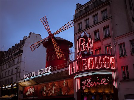 paris landmarks images - Moulin Rouge, Montmartre, Paris, France, Europe Stock Photo - Rights-Managed, Code: 841-08568950